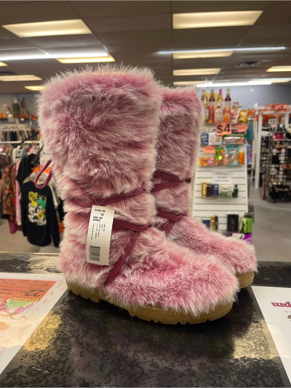 Bakers Pink Faux-Fur Winter Pull-On Boots